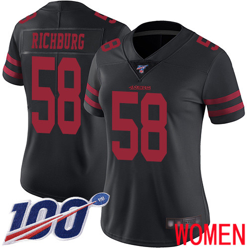 San Francisco 49ers Limited Black Women Weston Richburg Alternate NFL Jersey #58 100th